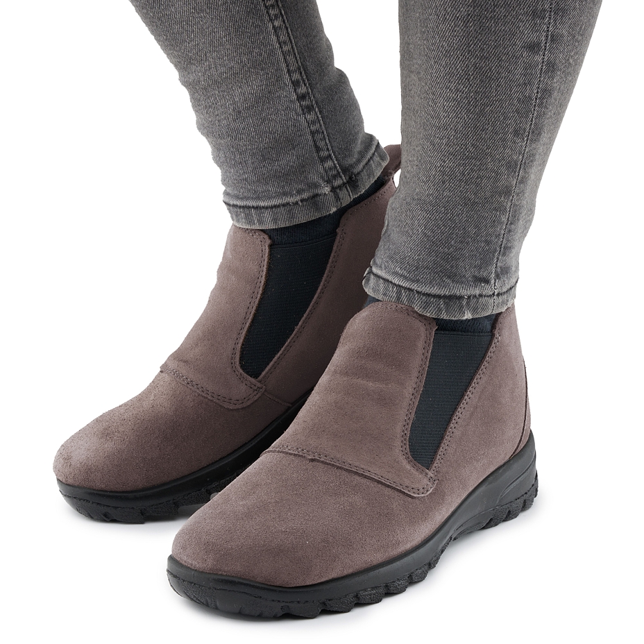 Women's Bohdana Leather Ankle Boots with Wool Felt Brown