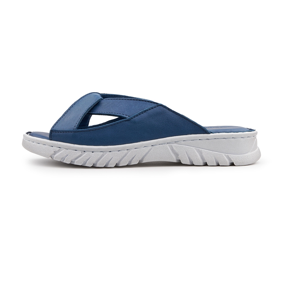 Women's leather slip-on shoes Klaudia dark blue