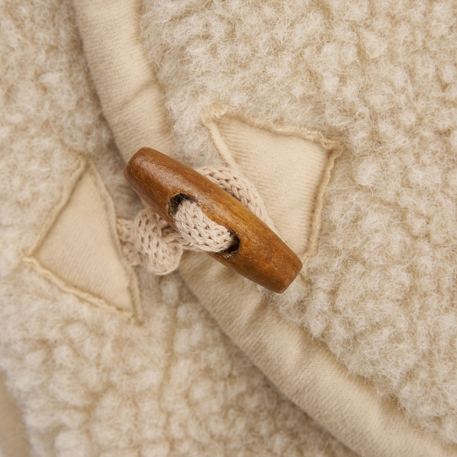 Baby wool wrap footmuff with hood beige
