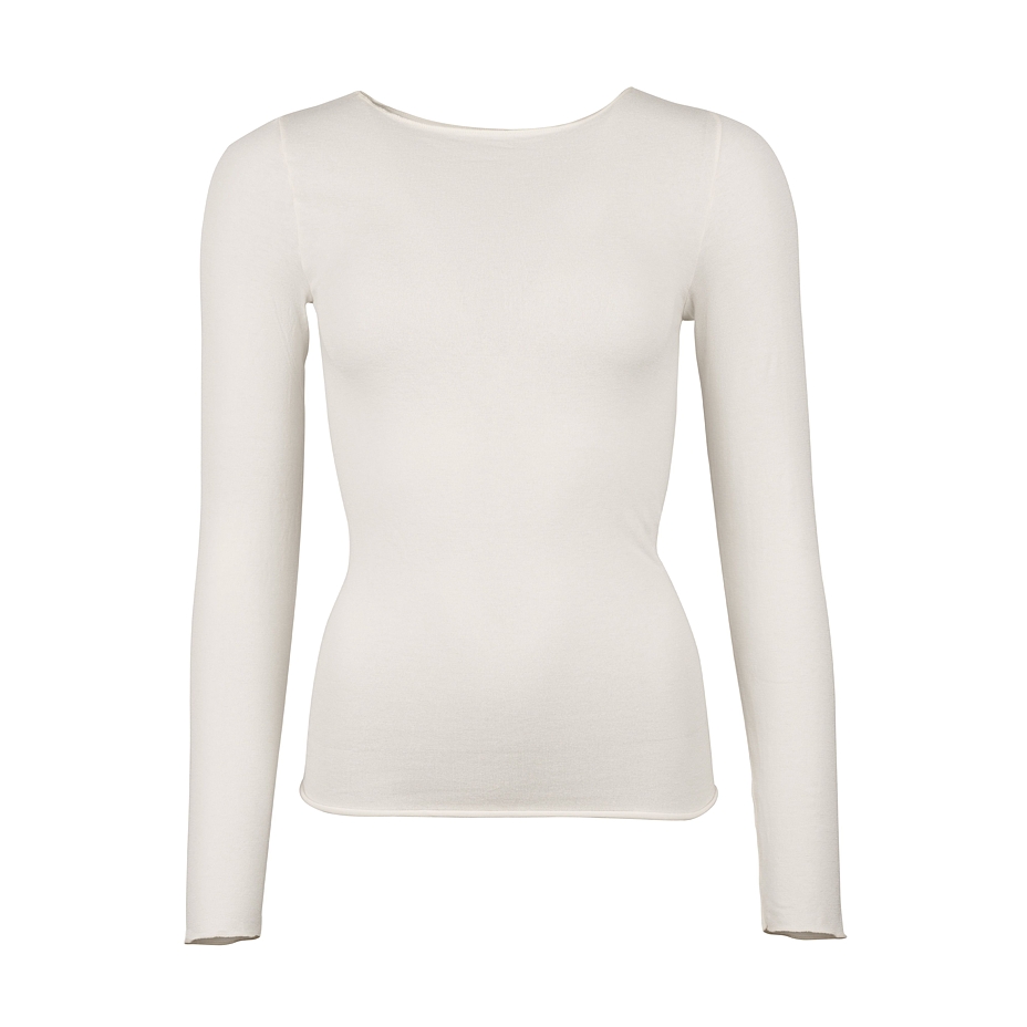 Women's Long Sleeve Modal T-Shirt with Cashmere Beige