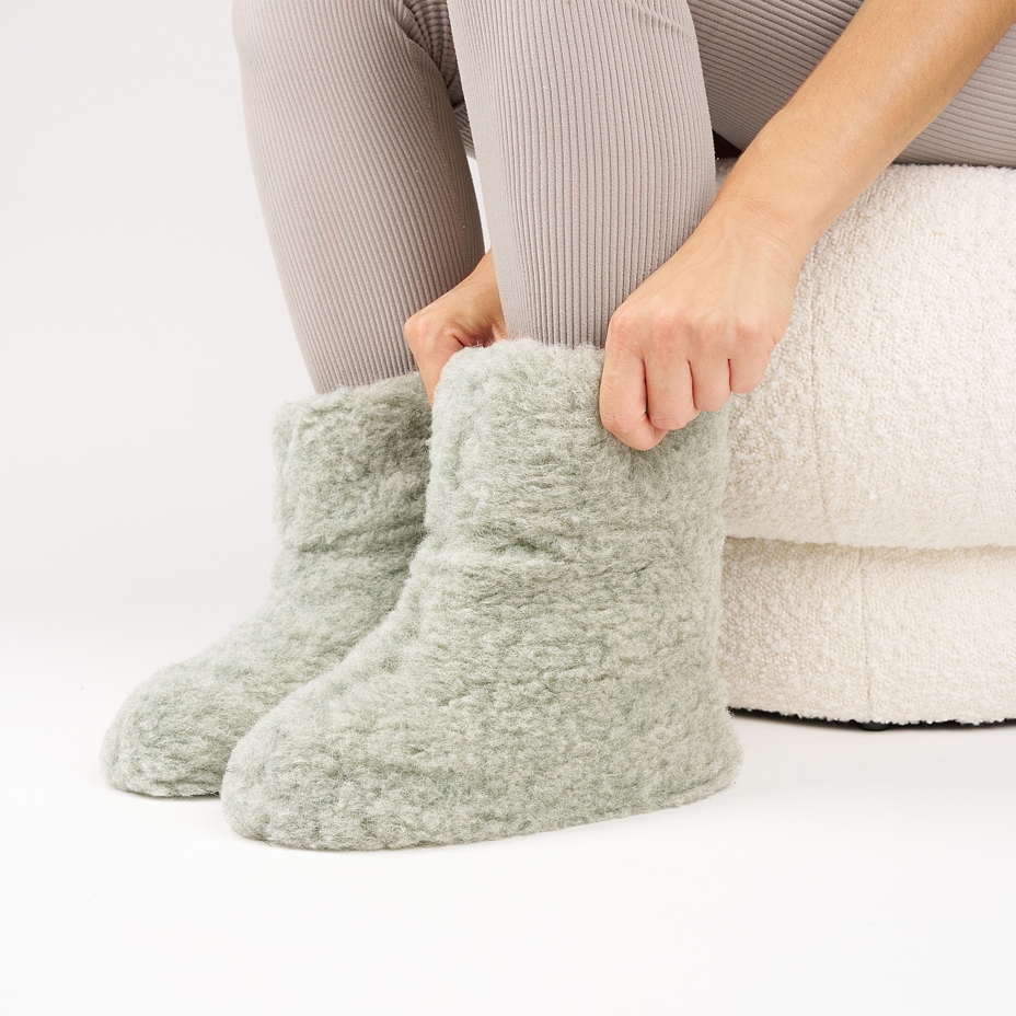 Wool TV Slipper Boots Green