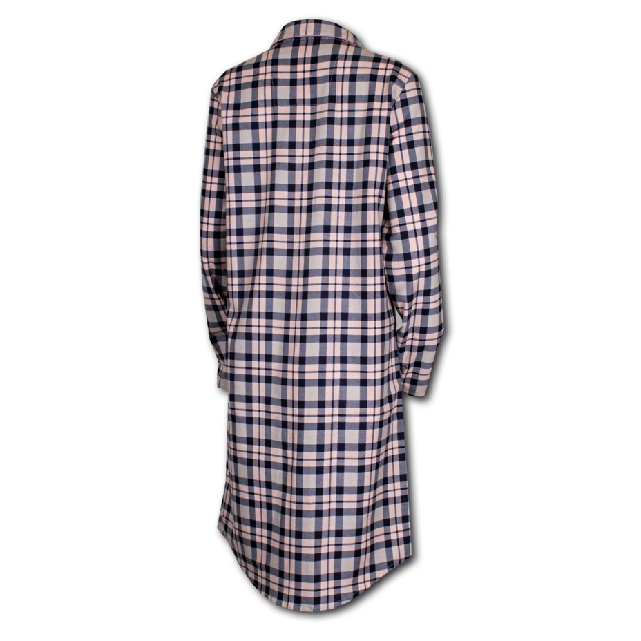 Women's flannel nightgown, checkered pink-blue
