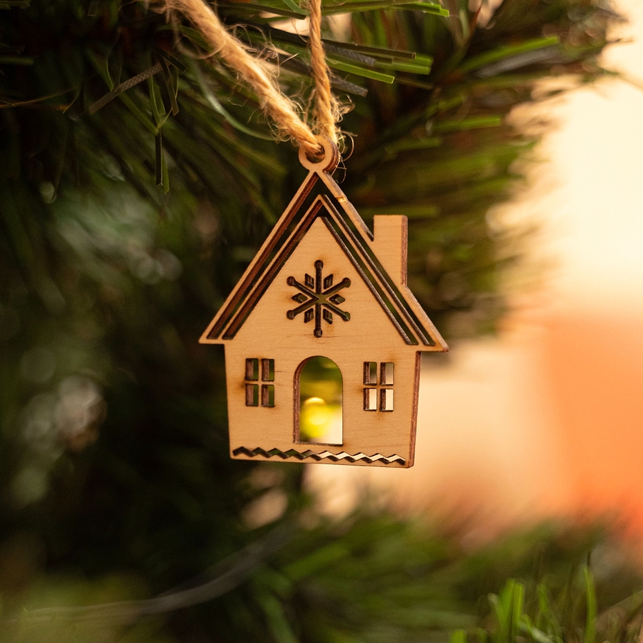 Set of wooden Christmas ornaments 5 pcs