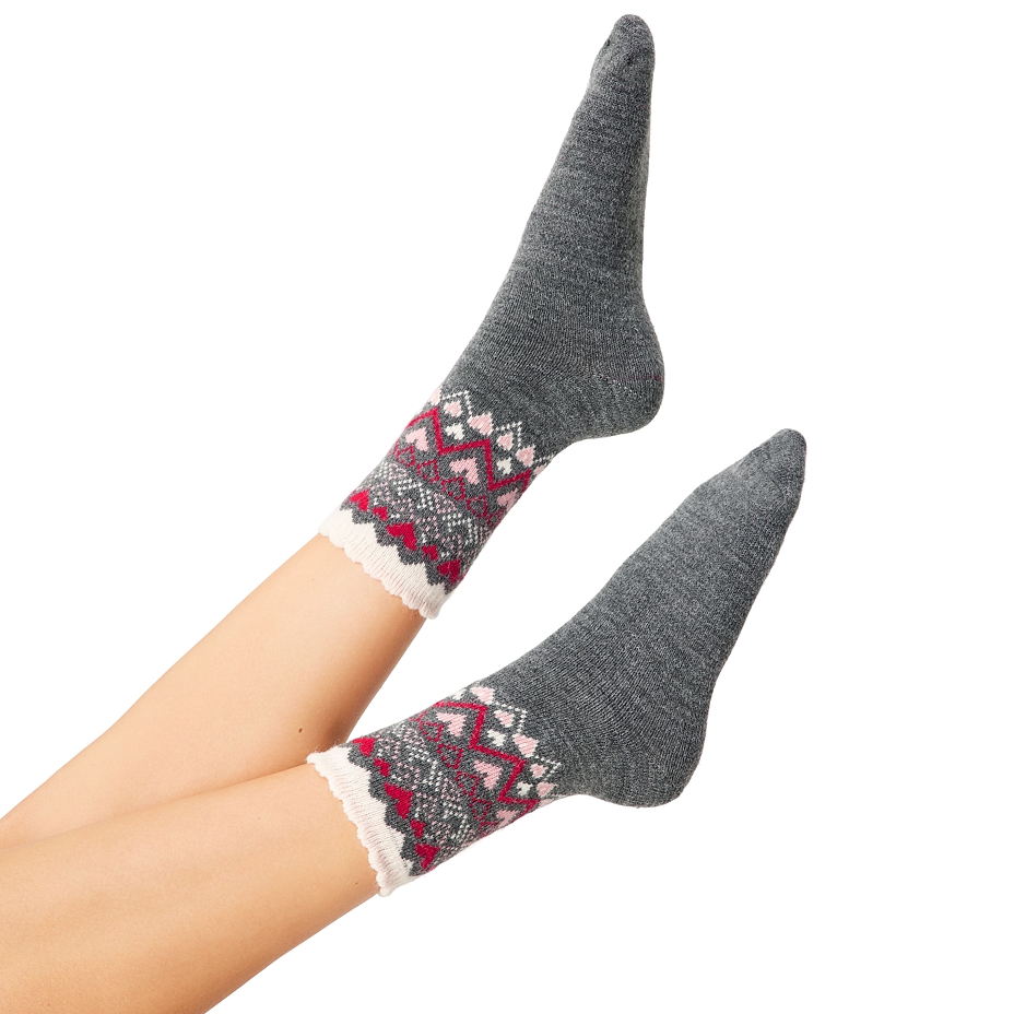 3 pairs of socks with sheep wool Merino heart