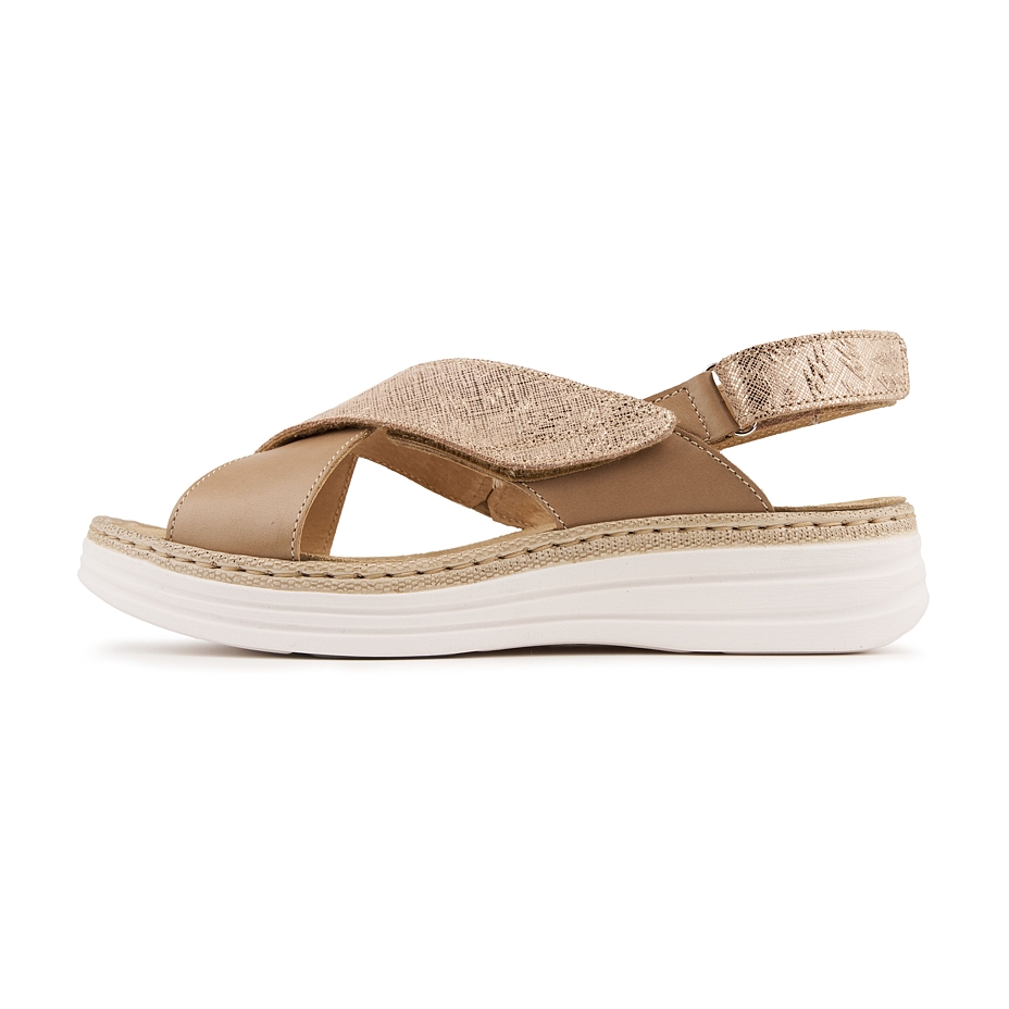 Women's leather sandals Danka gold