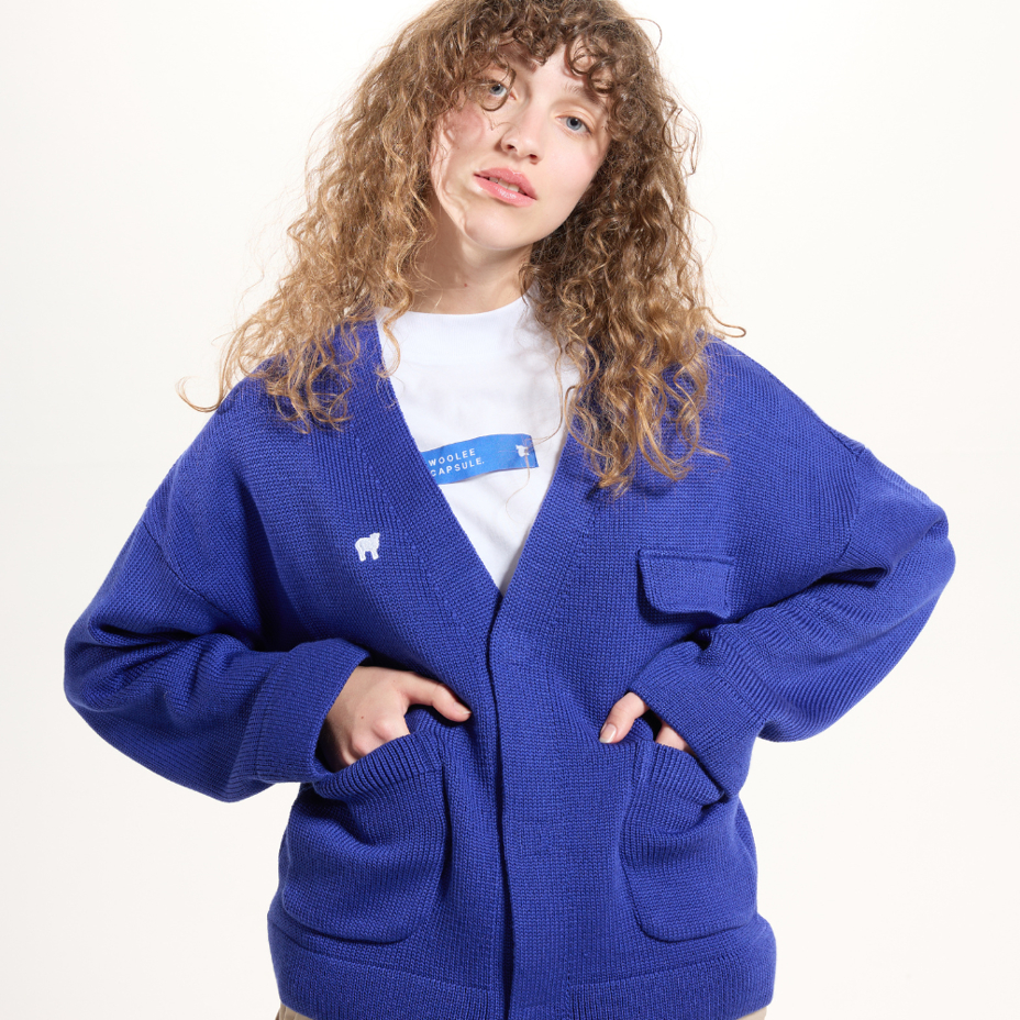 Merino Woolee Capsule wool cardigan blue