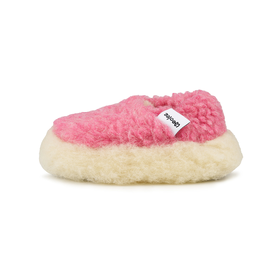 Children's low TV sheep wool slippers pink