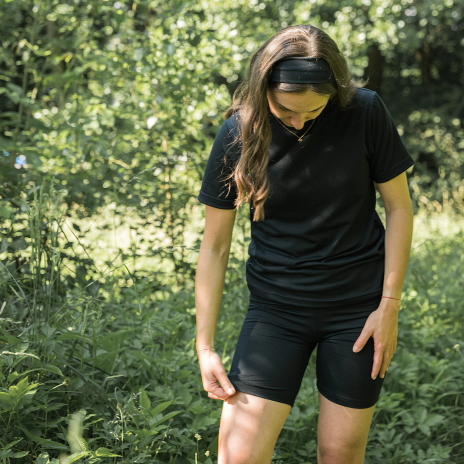 Women's short Merino wool leggings Woolee black
