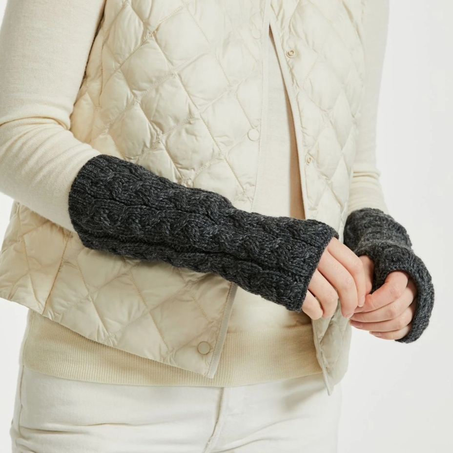 Wool winter hand warmers Supersoft Merino dark grey