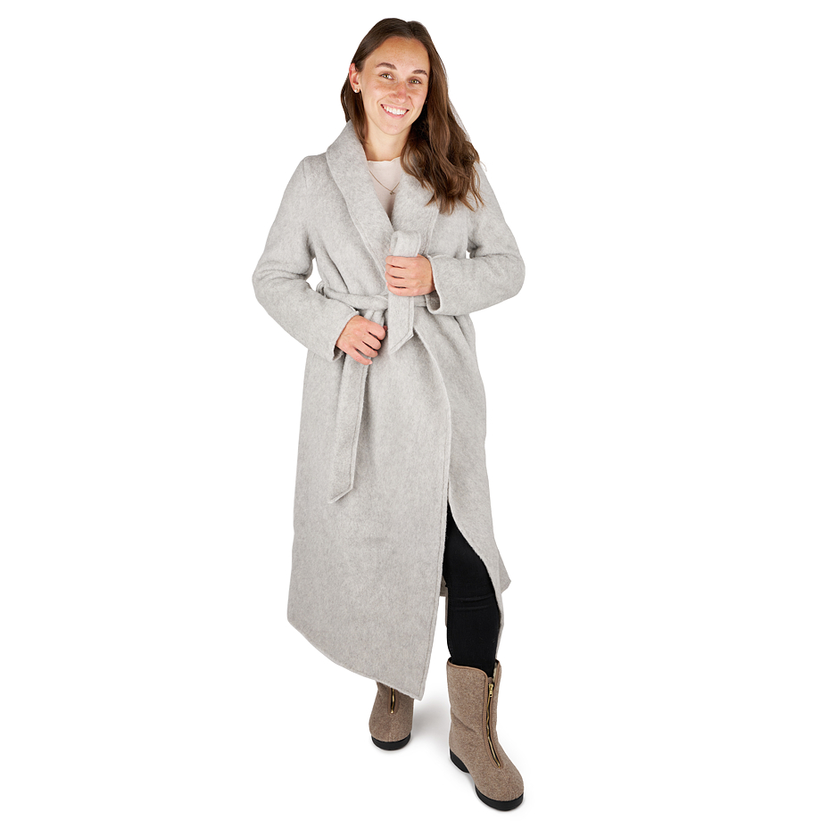 Wrap wool coat light grey