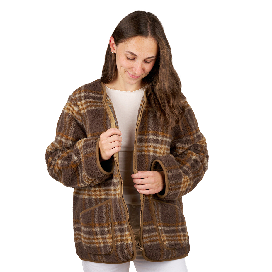 Women's wool jacket checkered brown
