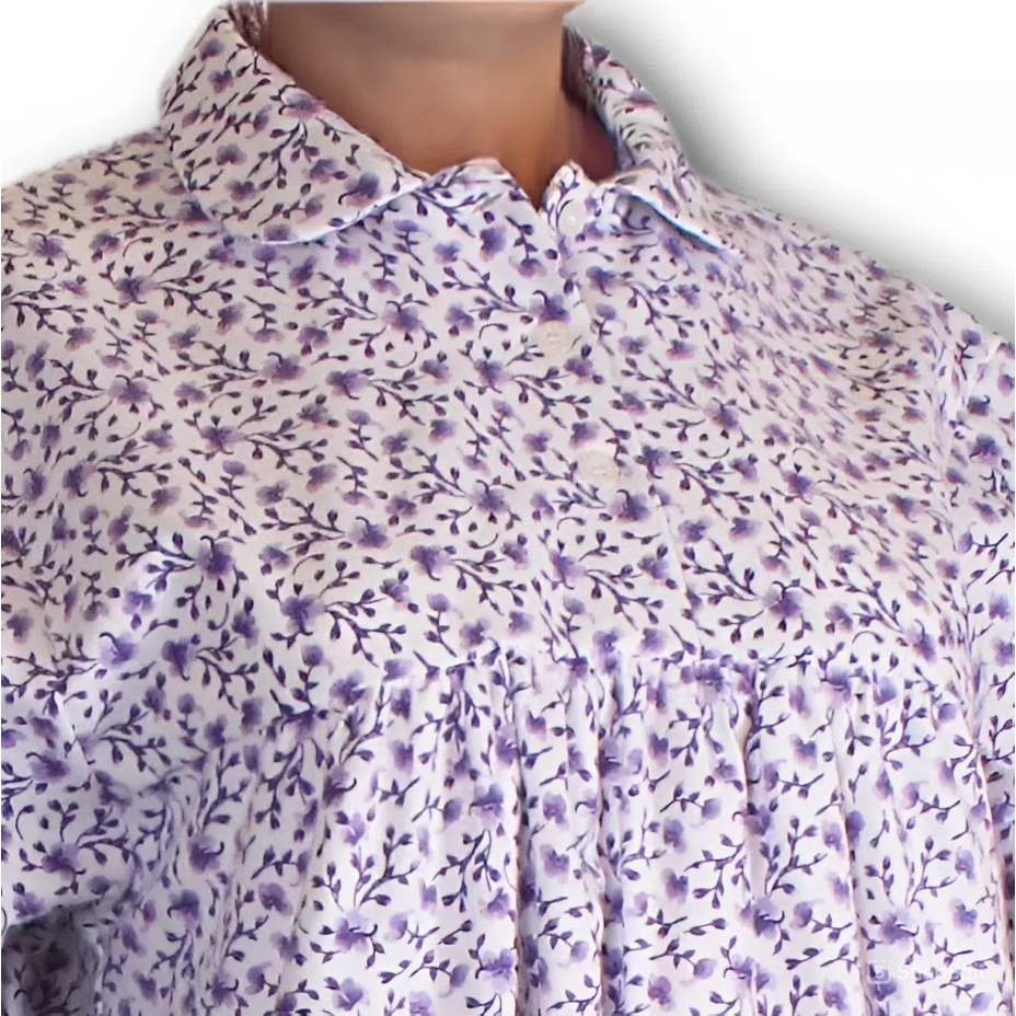 Women's flannel nightgown flower purple