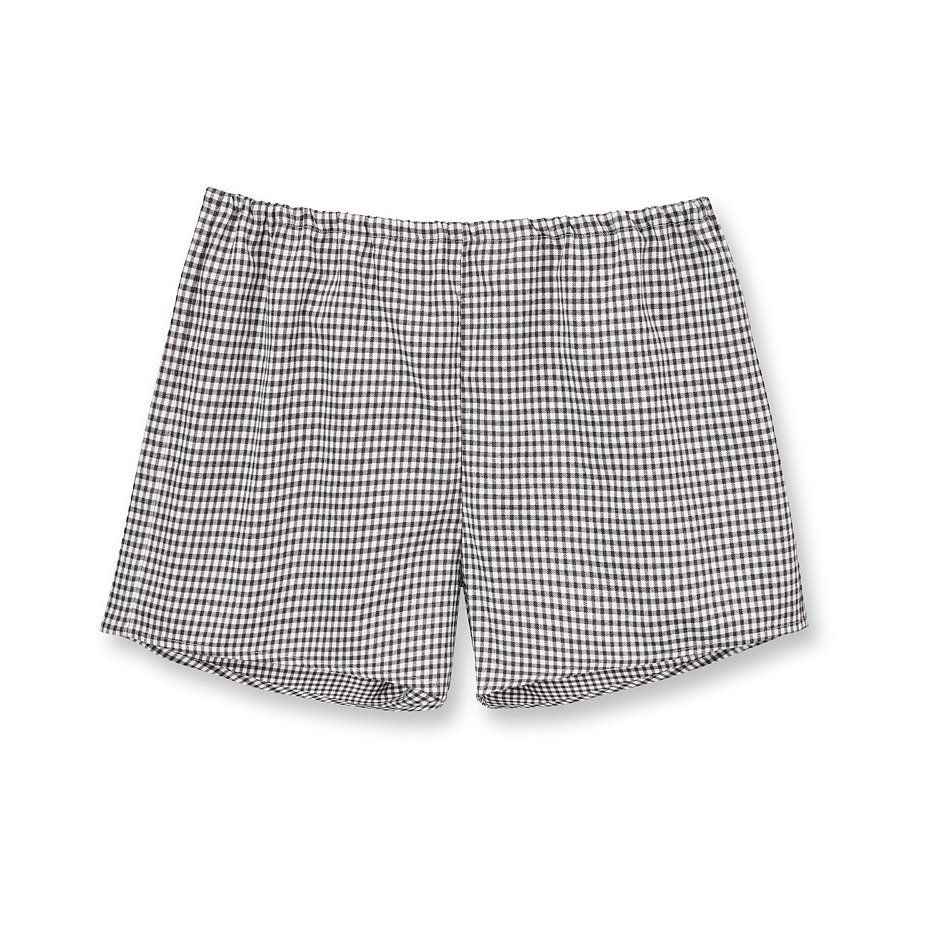 Men's flannel boxers with Merino wool, checkered black and white