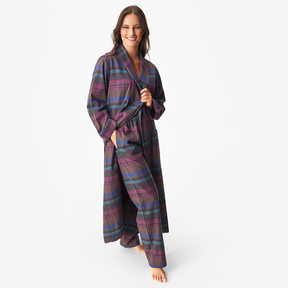 Women's flannel lounge pants, checkered, purple