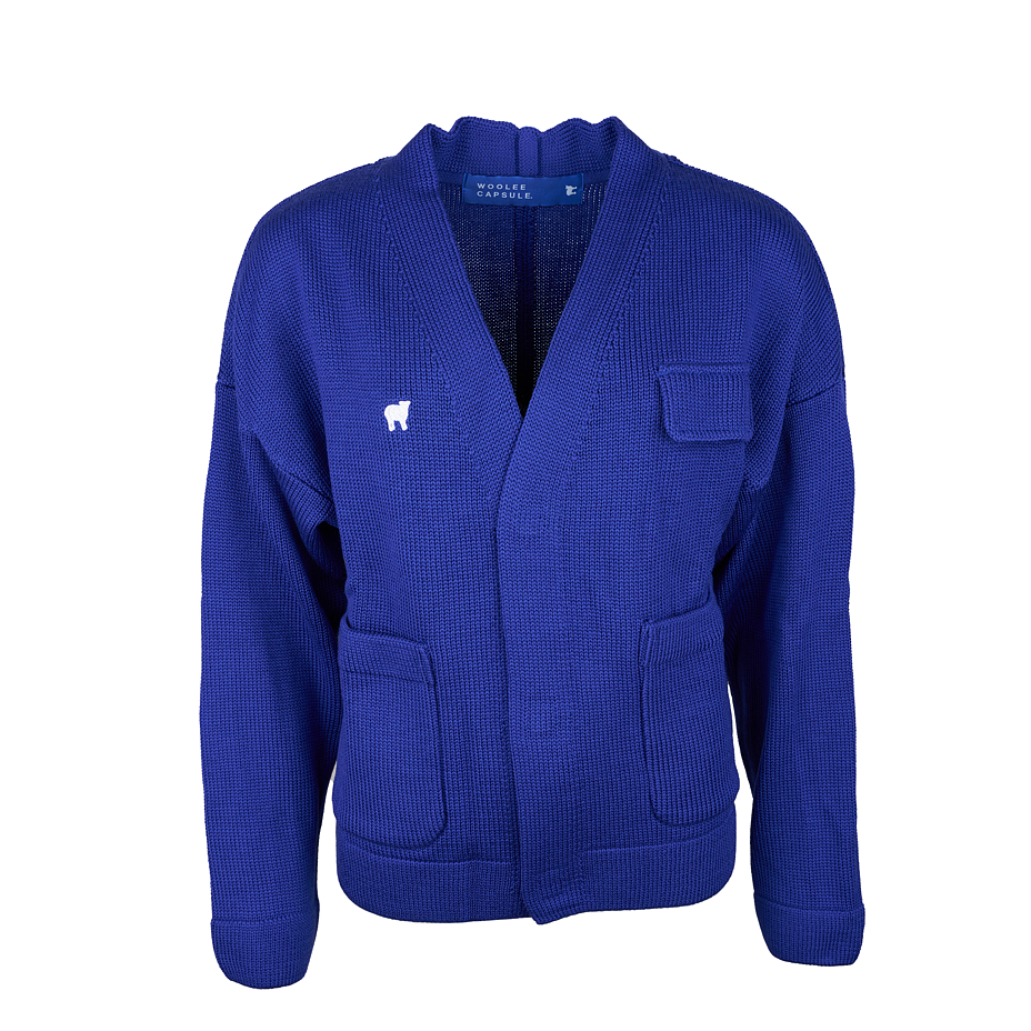 Merino Woolee Capsule wool cardigan blue