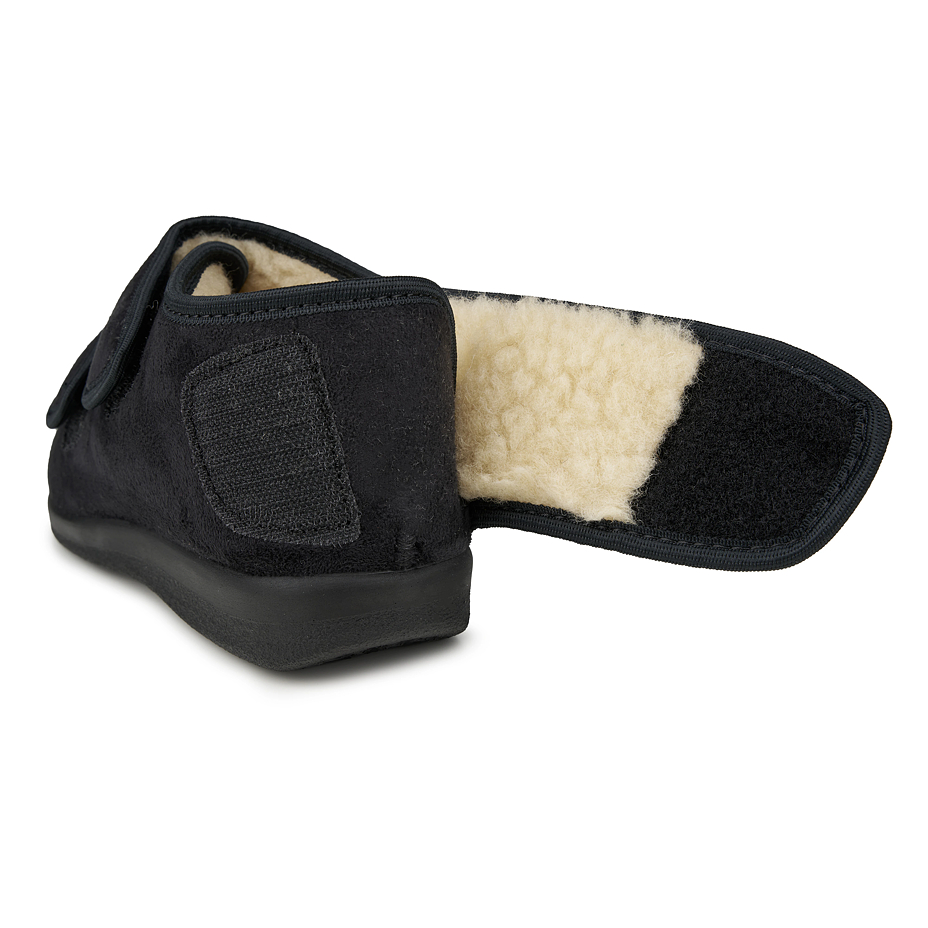Men's insulated bandage shoes with sheep wool Velcro black