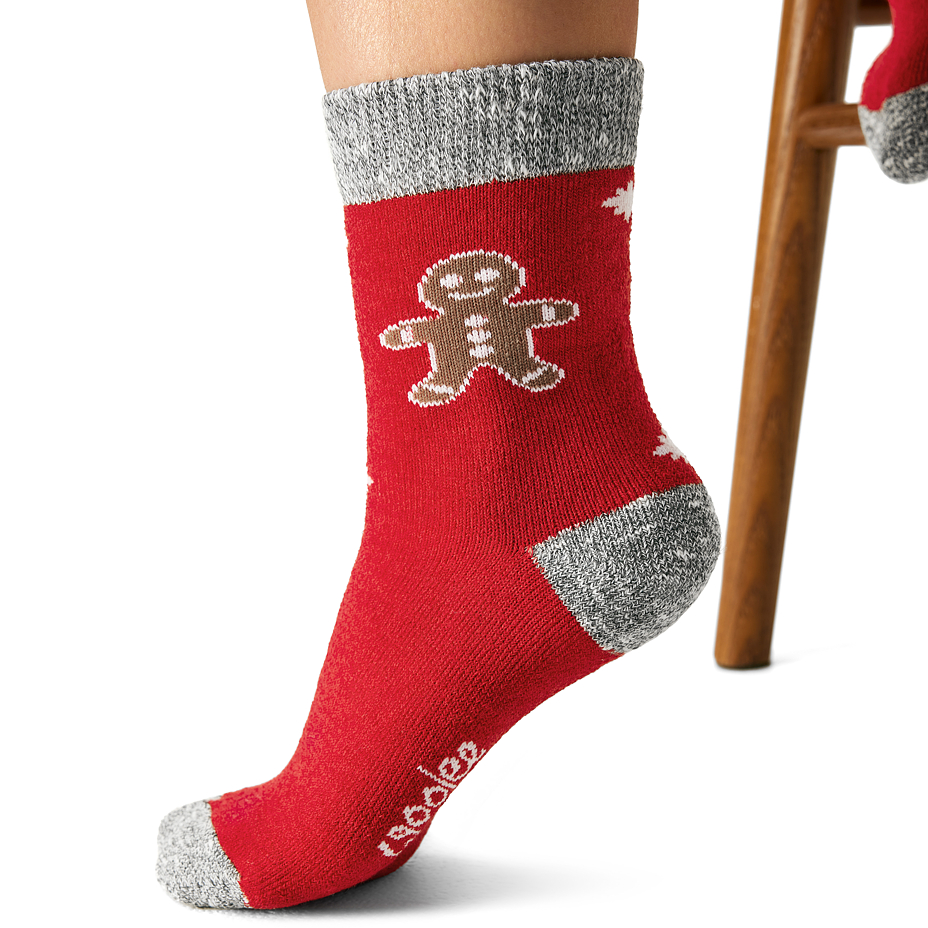 Children's Christmas socks with Merino sheep wool gingerbread man red