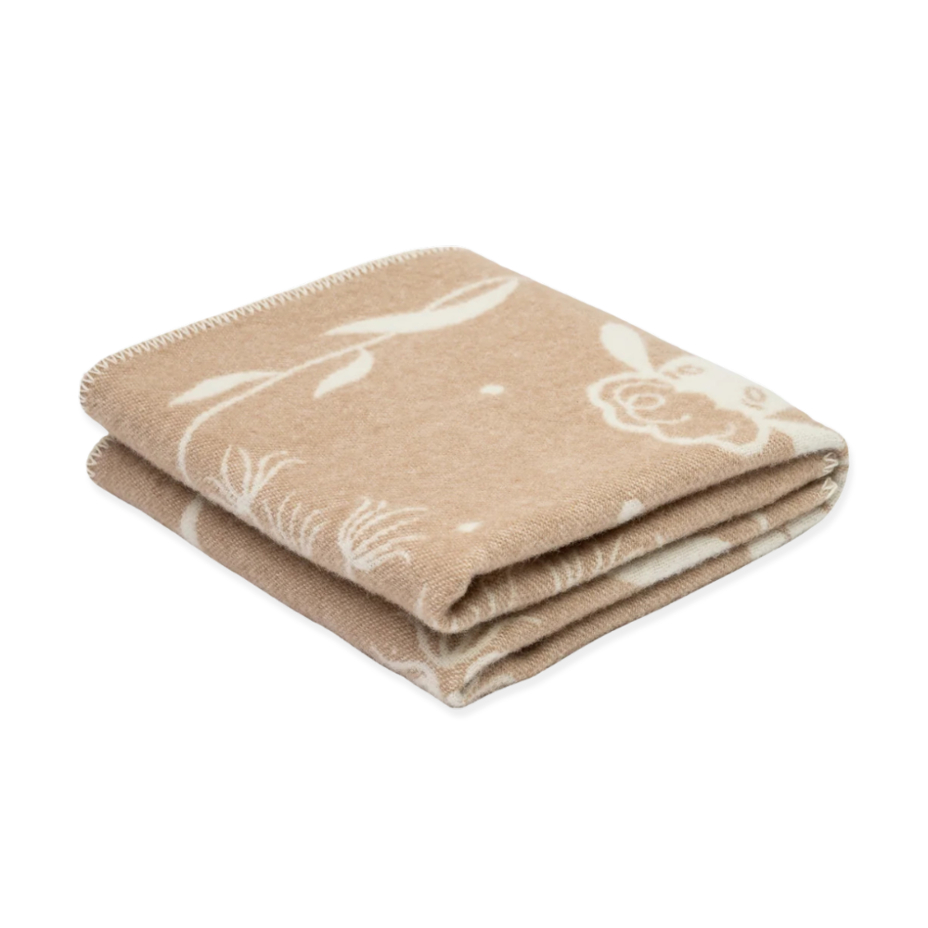 Merino wool blanket with sheep beige