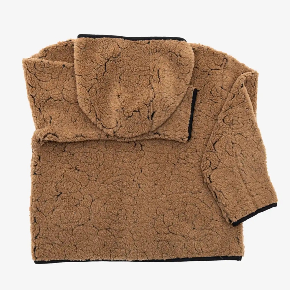 Merino wool hooded jacket brown