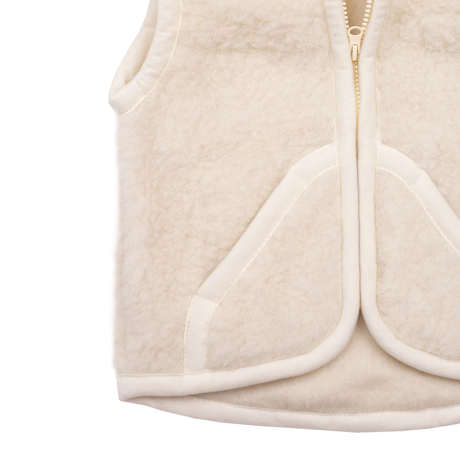 Kids’ Hooded Wool Vest Natural