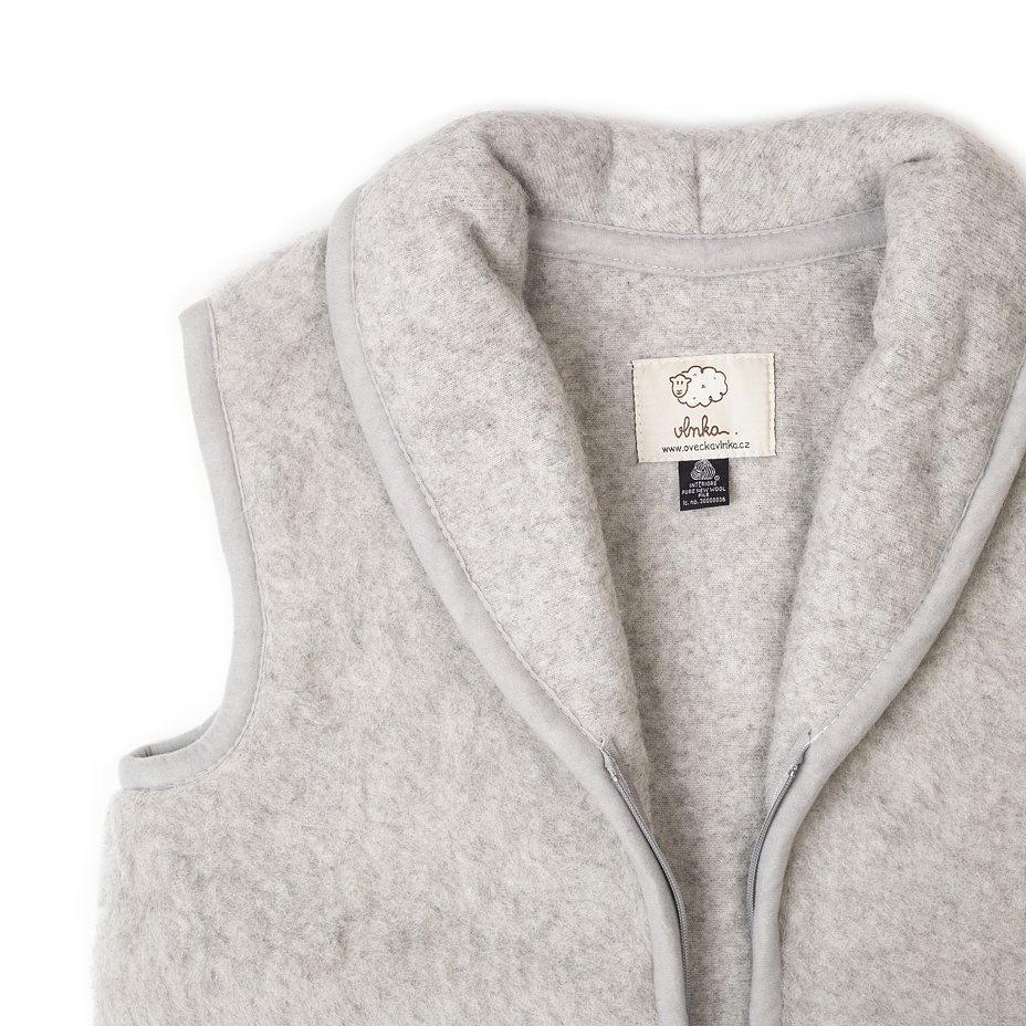 Wool Vest with Collar Light Grey