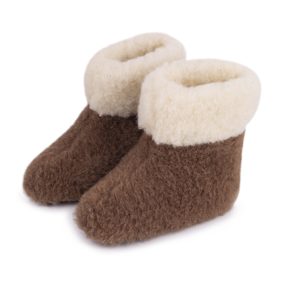 Kids’ TV Wool Slipper Boots Brown