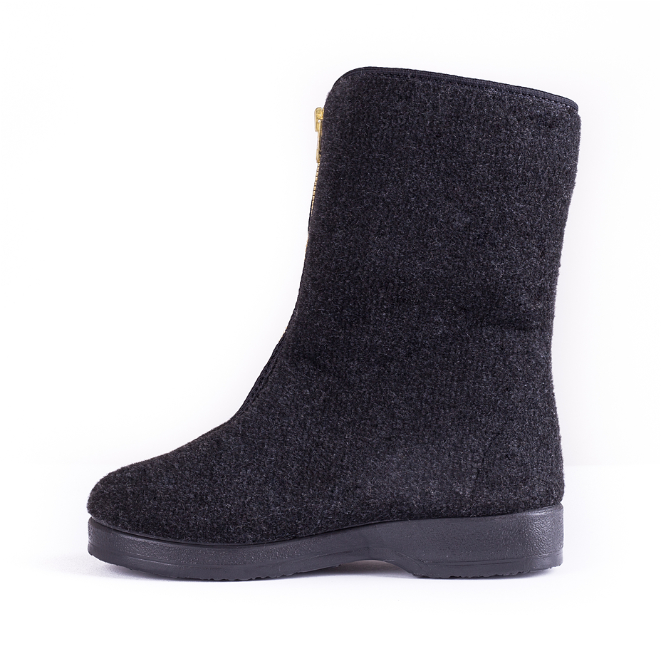 Women's Traditional Zip-up Wool Boots Black
