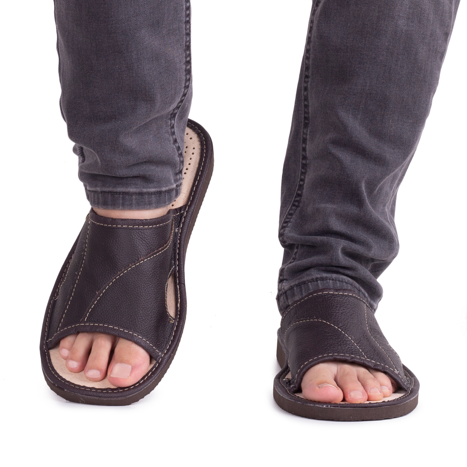 Men's Open-Toe Leather Summer Slip-on Shoes