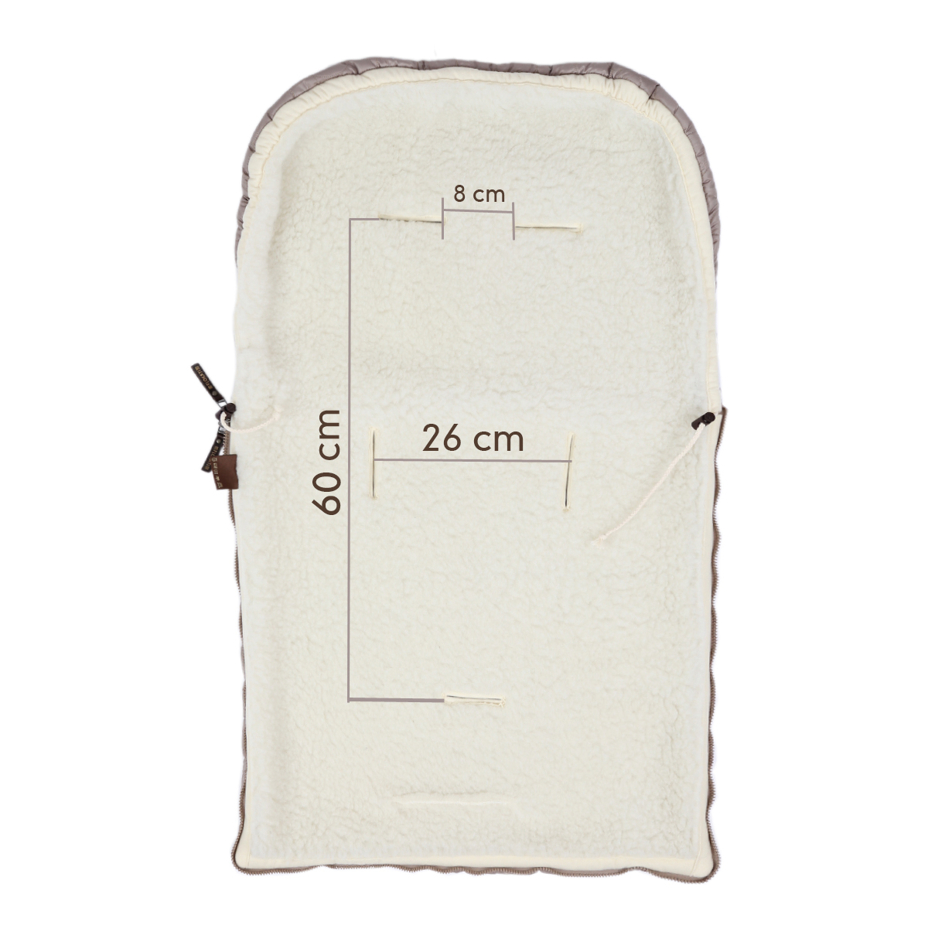 Baby footmuff with Merino wool grey