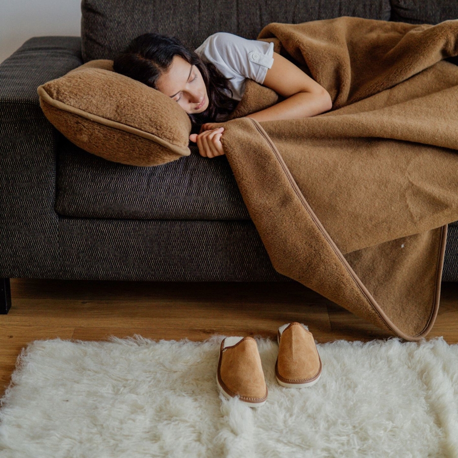 Single-Layer Wool Blanket Brown