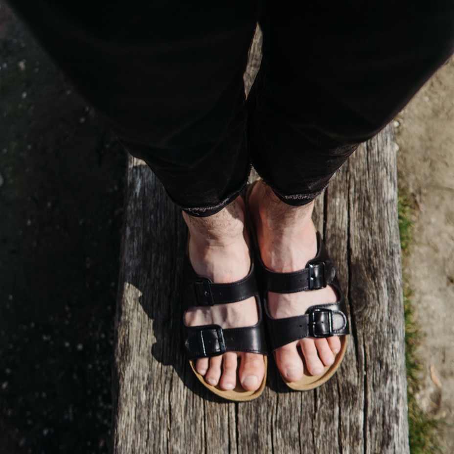 Men's  Alex Orthopaedic Cork Sliders Black