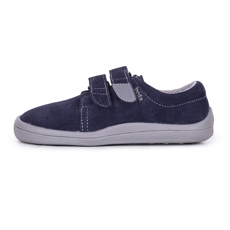 Kids’ barefoot leather velcro sneakers Beda Blue