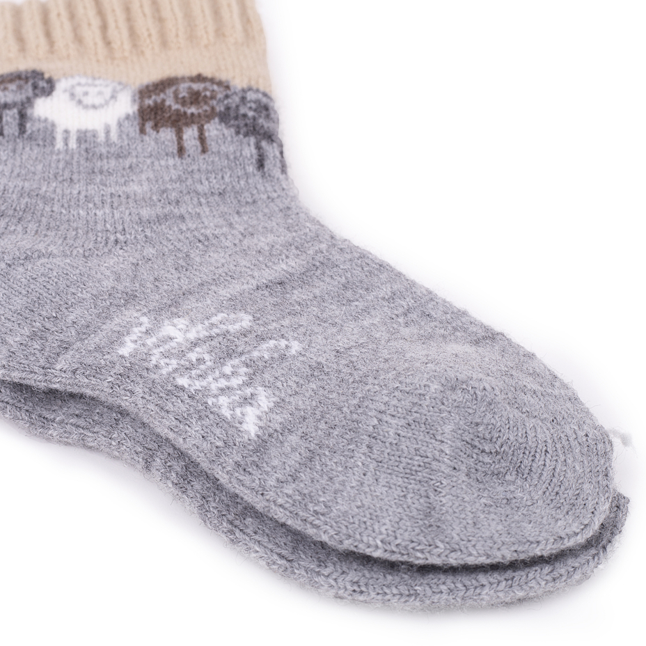 Kids’ Merino socks Lamb Friends Beige