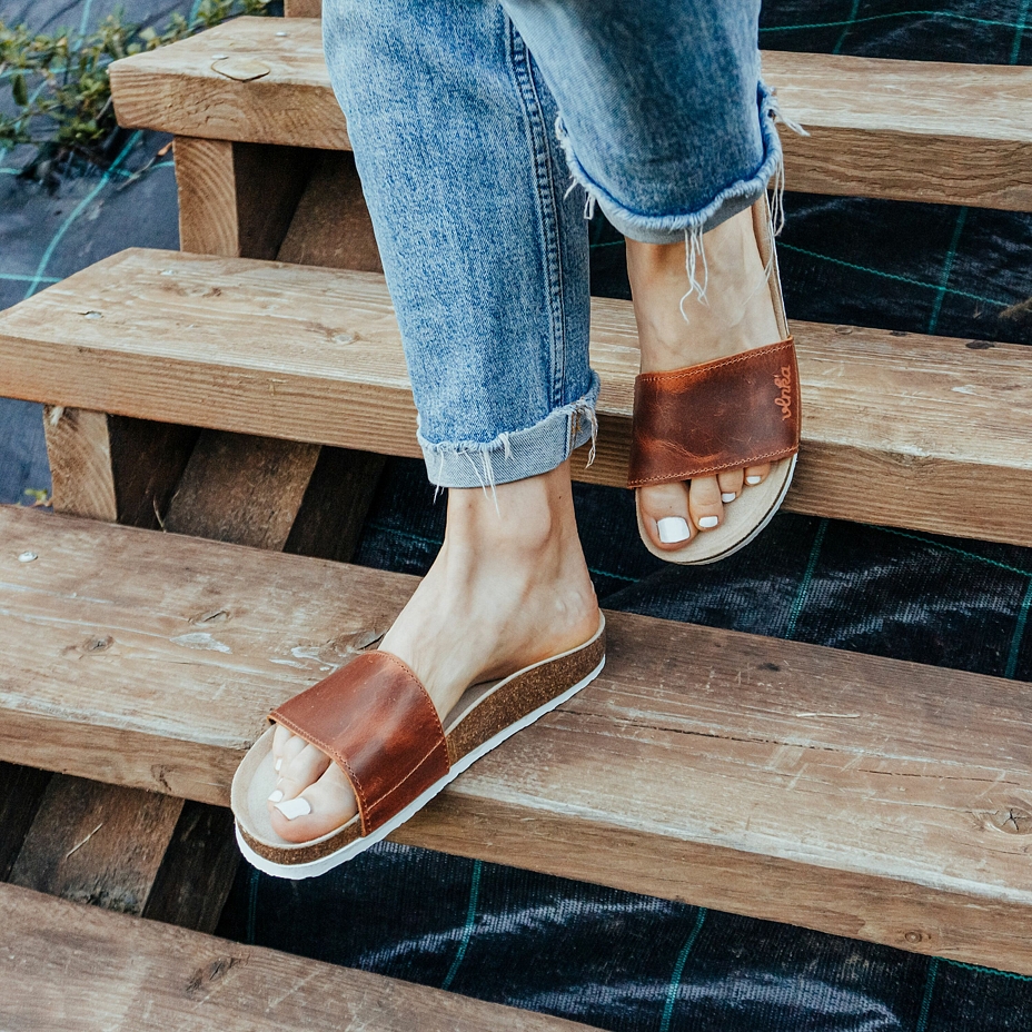 Women's Trepky Orthopaedic Cork Sliders Brown