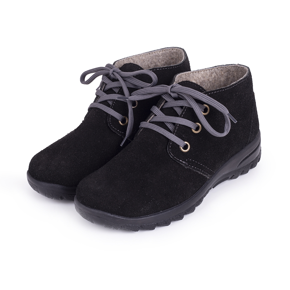 Women's Blanka Leather Ankle Boots with Wool Felt Black