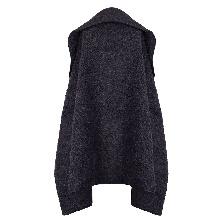 Sheep wool wrap vest Black