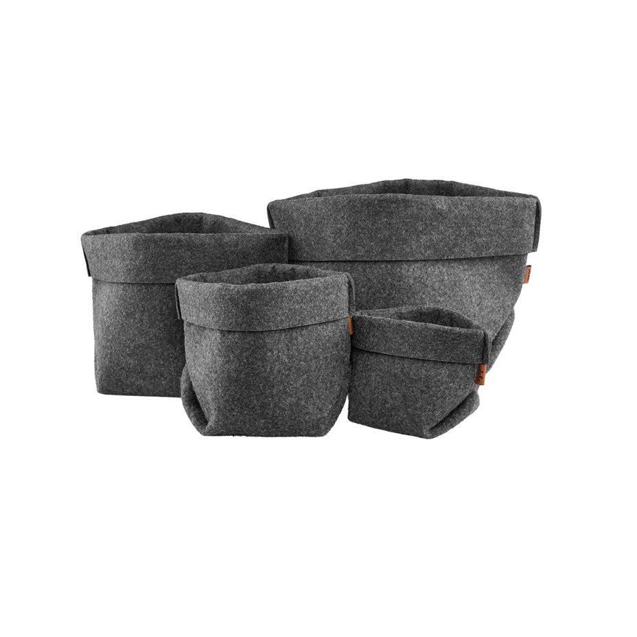 Felt Storage Basket Round Black