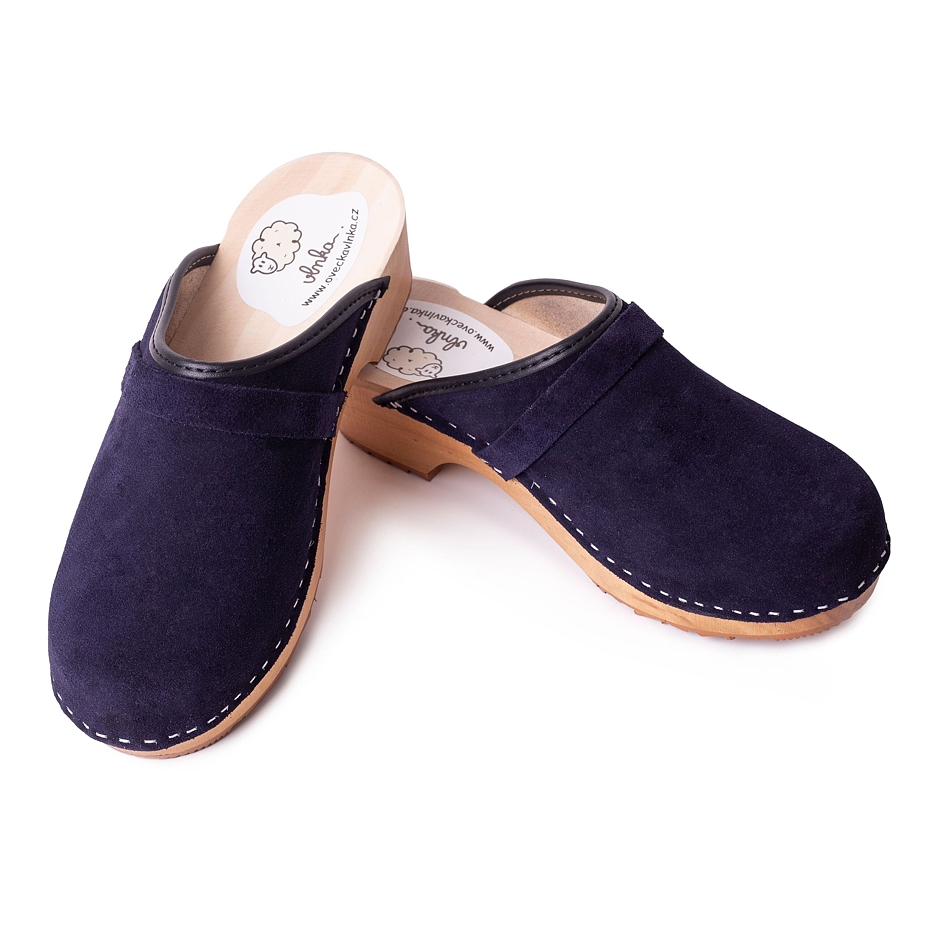 Women's Brushed Leather Anatomic Clogs Blue