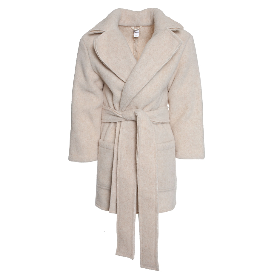 Short Wool Wrap Coat Beige