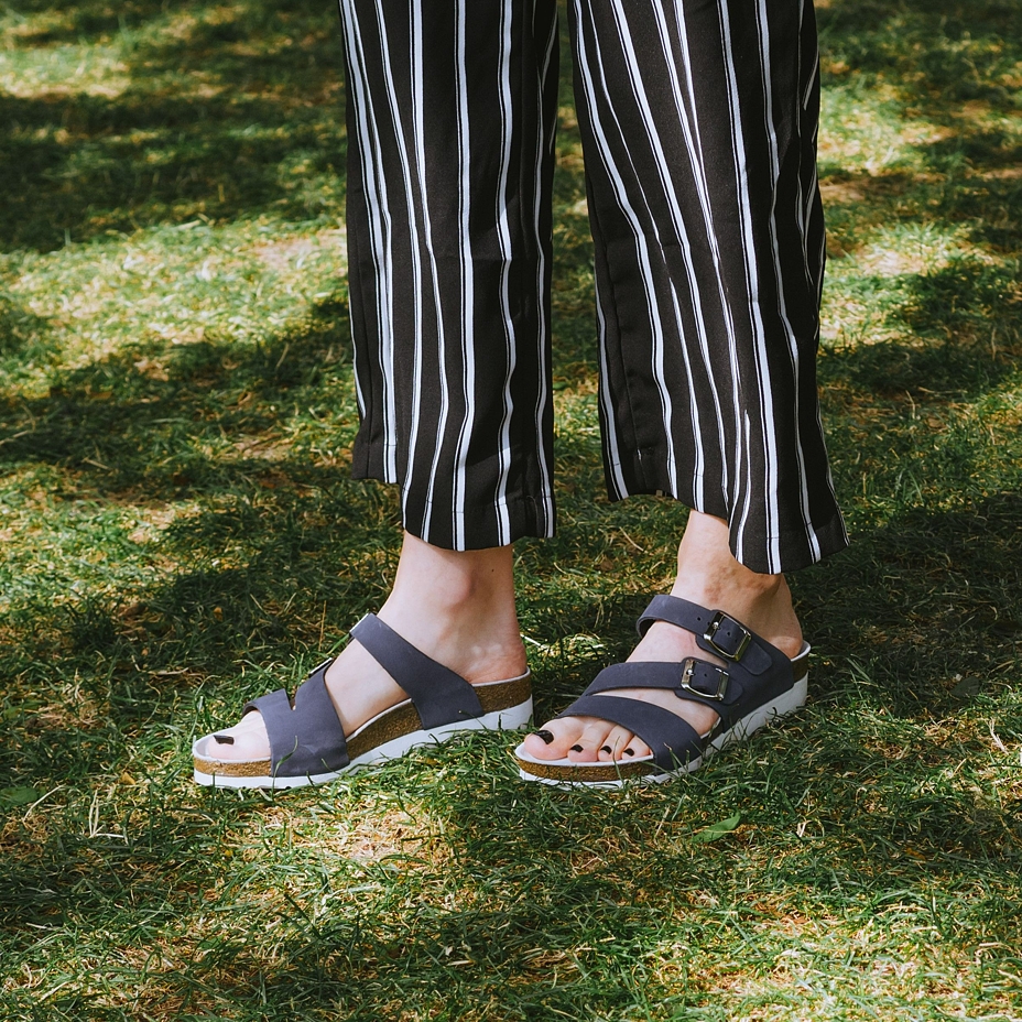 Women’s Sarlota Orthopaedic Cork Wedge Sliders Blue