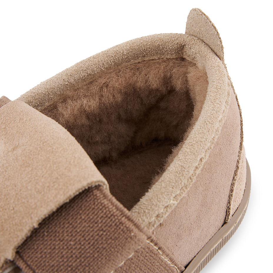 Kids’ Lele Leather Slippers with Wool Lining Beige