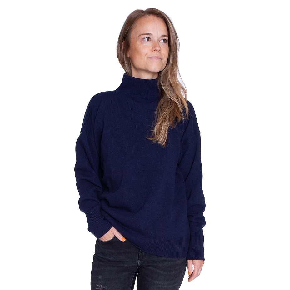 Merino Wool Turtleneck with Cashmere Ampio Navy
