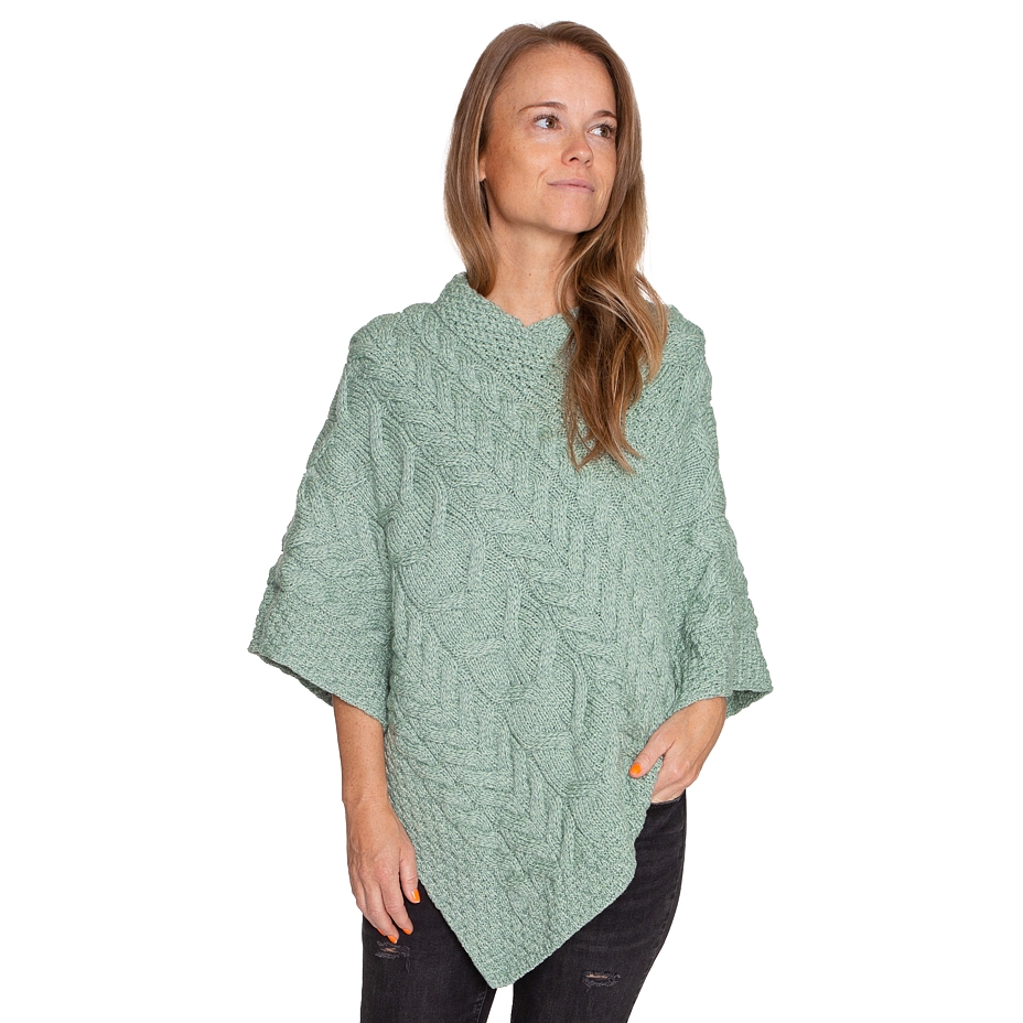 Supersoft Merino wool poncho turquoise