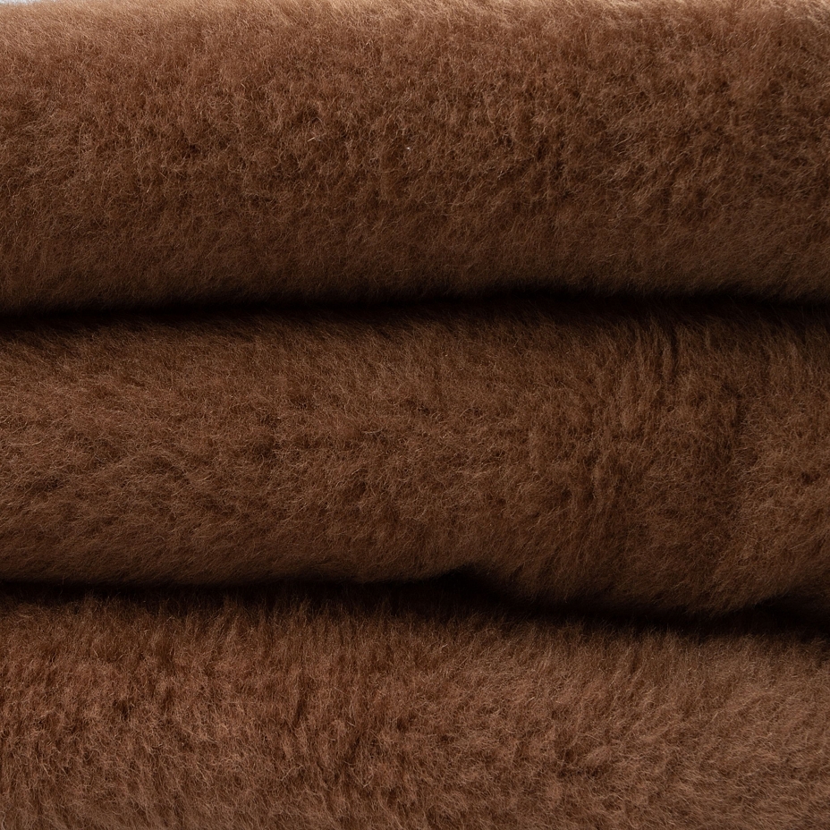 Merino wool blanket with camel wool and lining double layer brown