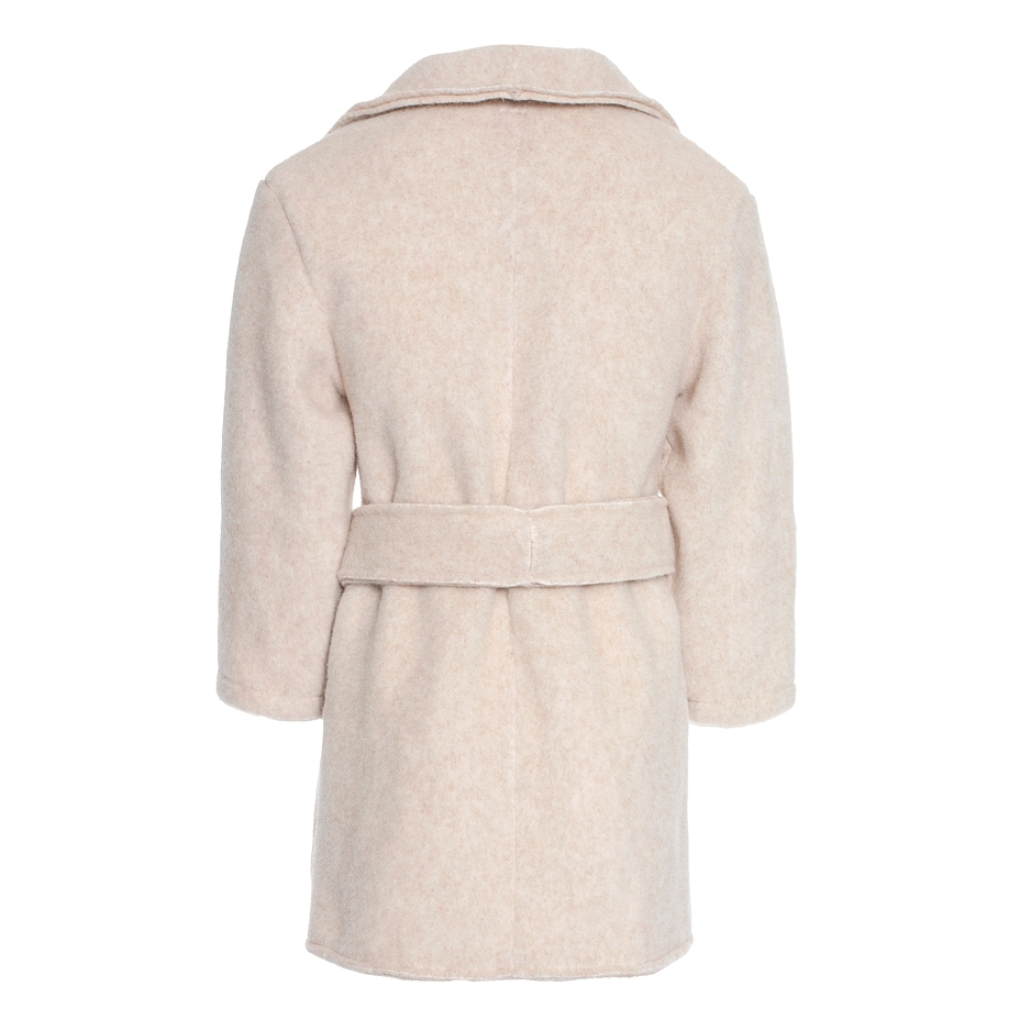 Short Wool Wrap Coat Beige