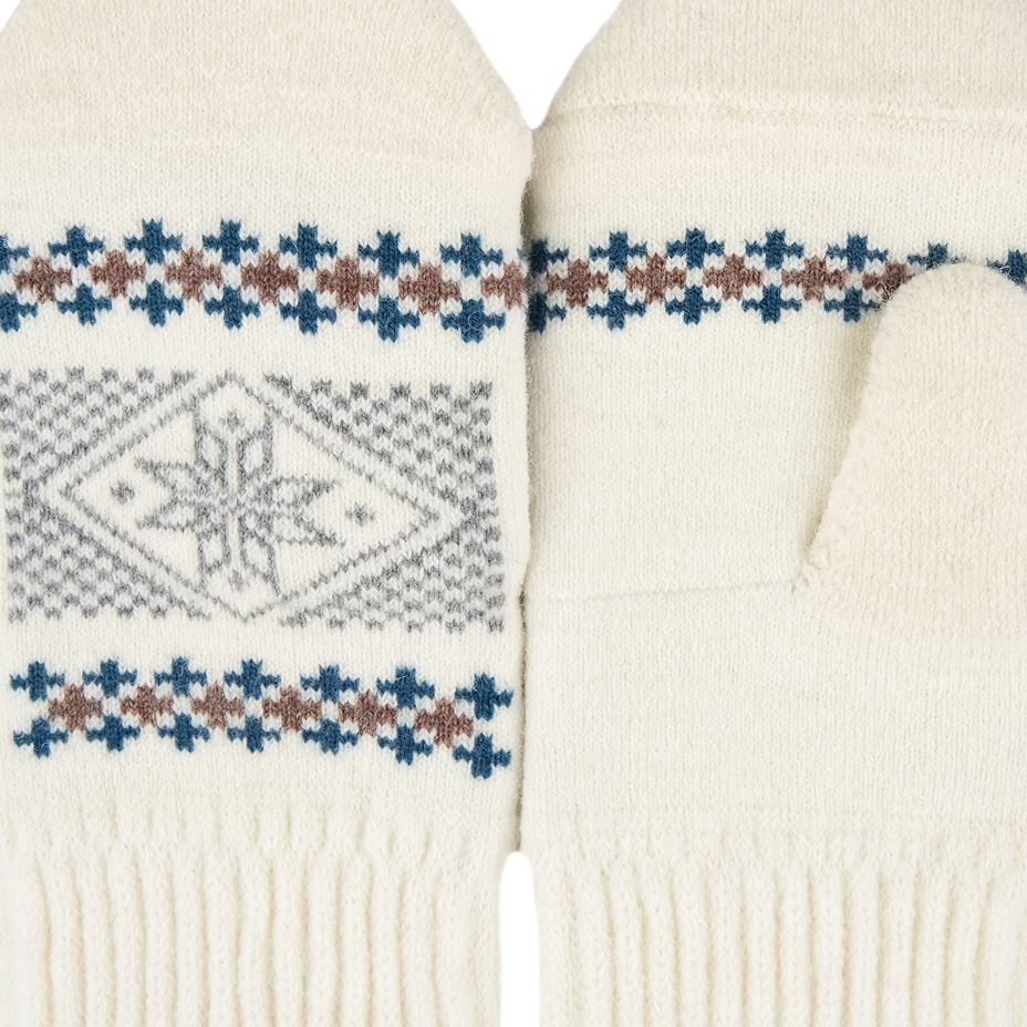   Wool Mittens with Snowflake White