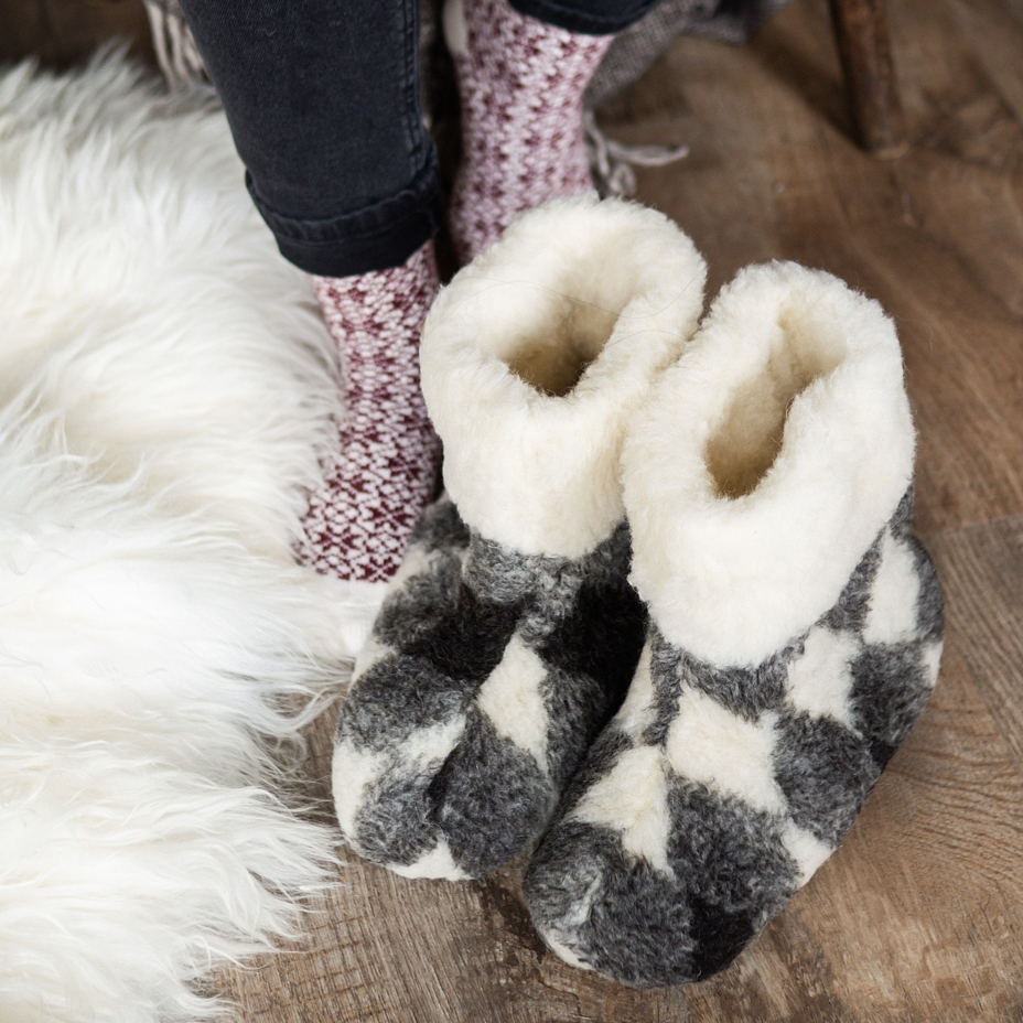 Wool TV Slipper Boots Plaid