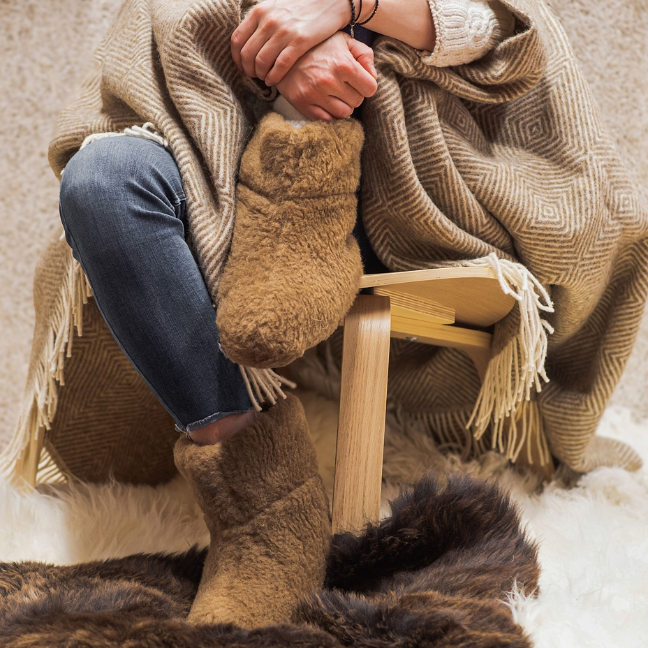 Wool Throw Diamond Beige