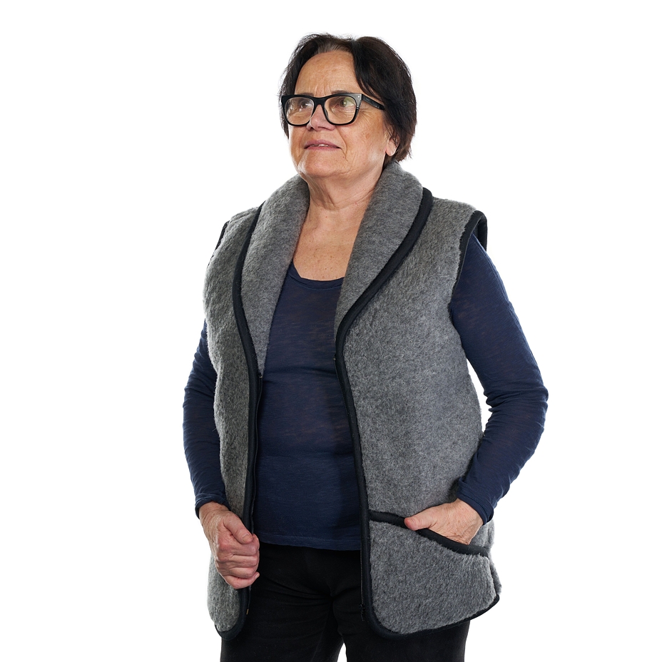 Wool Vest with Collar Dark Grey