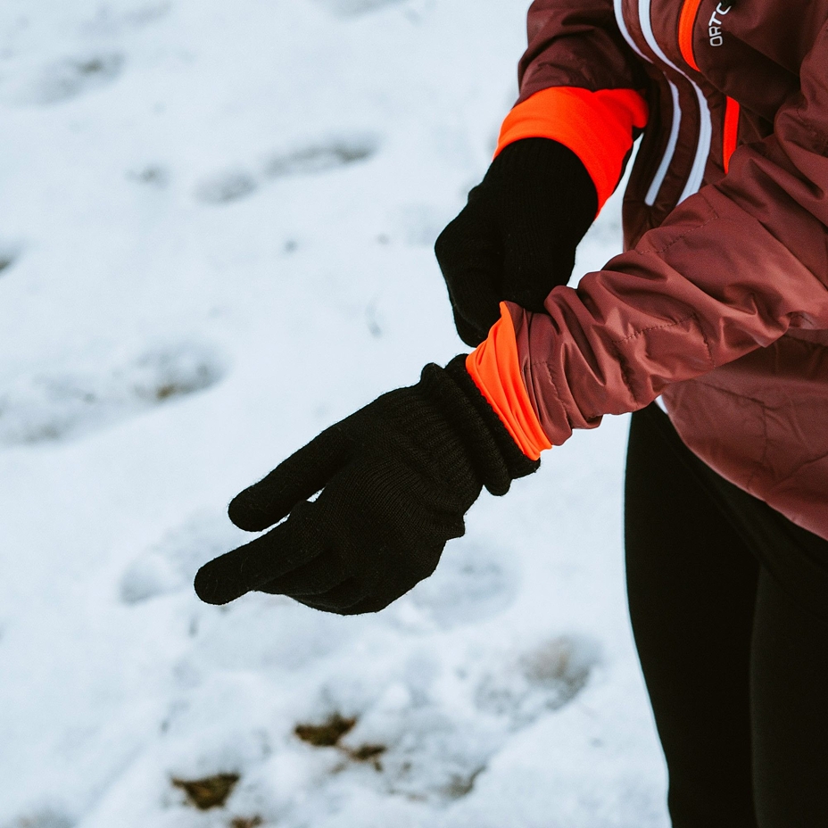 Finger Merino wool gloves Black